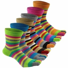 AIEOE 6 Paar Damen Streifen Zehensocken Baumwolle Laufende Fünf Finger Socken Sneakersocken Sport Toe Socks