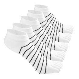 FEOYA Zehensocken Damen Sneaker Socken Fünf Finger Socken aus Baumwolle Sport Socks Set Einheitsgröße - 5 Paar-Weiß