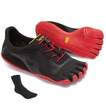 Fivefingers Vibram KSO Evo Men Black/Red - S E T - Extrem minimalistischer Herren Allround Zehenschuh/Barfußschuh - inklusive einem Paar Zehensocken