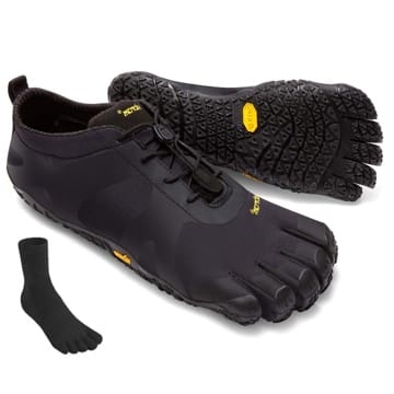 Fivefingers Vibram V-Alpha Women Black/Black - S E T - Leichter Damen Outdoor Zehenschuh/Barfußschuh mit Profilsohle - inklusive einem Paar Zehensocken