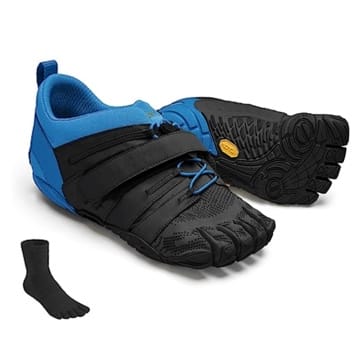 Fivefingers Vibram V-Train 2.0 Men Black/Blue - S E T - Herren Zehenschuh/Barfußschuh für Functional Training - inklusive einem Paar Zehensocken