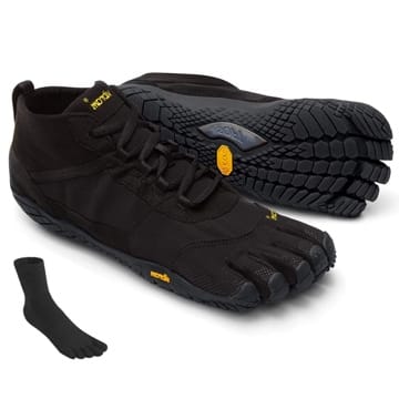 Fivefingers Vibram V-Trek Men - S E T - Herren Trekking- / Wandern- Zehenschuh/Barfußschuh mit GRATIS Zehensocken (Black/Black)