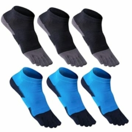 GINZIN Zehensocken 6 Paar Socken Herren Männer Sport laufende Zehe Socken Sportsocken (Schwarz×3 + Blau×3, 39-44)