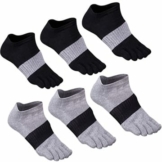 GINZIN Zehensocken herren 6 Paar Männer Sport laufende Zehen Socken Sportsocken (Schwarz×3 + Grau×3, 39-43)