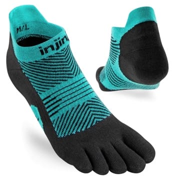 Injinji Damen Run Lightweight No-Show Socken, jewel green/black