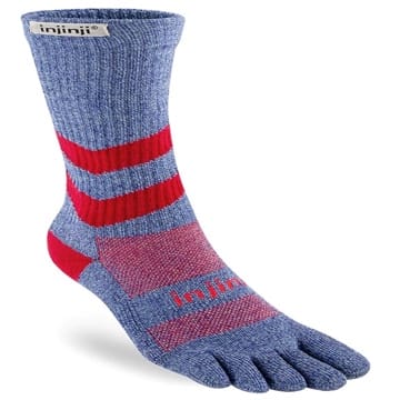 Injinji Outdoor - Teensokken - Blau und rot - Unisex - Crew - Midweight - Nüwool Ballpark Zehensocken