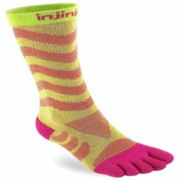 Injinji Ultra Run Crew Zehensocken Damen gelb/pink Laufsocken