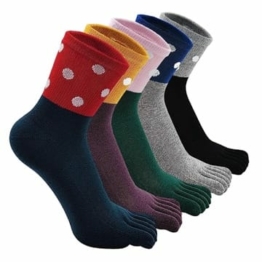 LOFIR Bunte Lustige Zehensocken Damen 5 Finger Socken aus Baumwolle Mädchen Tiere Muster Strümpfe Frauen Katzen Socken mit Zehen - Größe 35-41 - 5 Paare