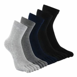 LOFIR Zehensocken Herren 5 Finger Socken aus Baumwolle Sport Schule Laufen Socken Männer Sneaker Socken mit Zehen, 5 Paare