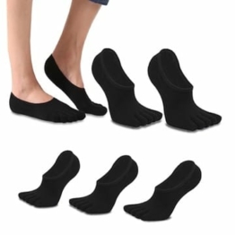 MOAMUN 5 Paare Männer Zehen Socken Low Cut fünf Finger Socken weichen und atmungsaktiven niedrig geschnittene Baumwollsocken für Männer (Black Liner)