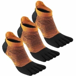 MeiKan Zehensocken, COOLMAX Fünf-Finger-Laufsocken Herren und Damen (3Pairs) Schnelltrocknende Outdoor-Marathon-Sportsocken (Orange)