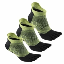 MeiKan Zehensocken grün COOLMAX Laufsocken für Herren & Damen, 3 Paar Five Finger Sportsocken für Zehenschuhe