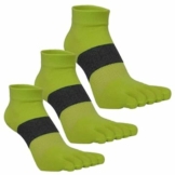 MeiKan Zehensocken grün,Five Finger Laufsocken für Herren & Damen, 3 Paar Hübsche Farbe socken für Zehenschuhe