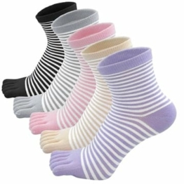 Mogao Caves Frauen Damen Zehensocken Fünf Finger Crew Socken aus Baumwolle Atmungsaktive Laufsocken mit verstärkten Söckchenabsatz, Mehrfarbig-03 5 Paare, EU 36-41