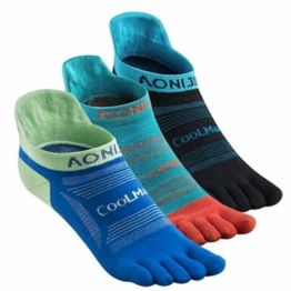 OrrinSports E4813 3 Paar Coolmax Athletische Zehensocken für Damen und Herren zum Laufen Fünf Finger Socken, Marathon Sportsocken