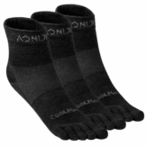 OrrinSports Zehensocken für Frauen Männer Coolmax Laufsocken 5 Fingersocken athletische Zehensocken Viertelhoch/3 Paare (Schwarz)