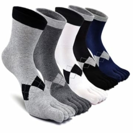 Herren Zehensocken Baumwolle Männer Fünf Finger Socken Sport Laufende Socken mit Zehen, 5 Paare, Mehrfarbig, EU39-44