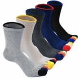 PUTUO PUYF0027-mixed color-5 pack Herren Zehensocken Baumwolle Männer Fünf Finger Socken Sport Laufende Socken mit Zehen, EU 39-44, Bunte Zehen-5 Paare