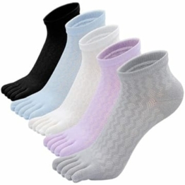 Zehensocken Damen Fünf Finger Socken aus Baumwolle, Damen Sneaker Socken mit Zehen, 5 Paare