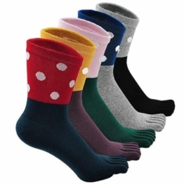 PUTUO Zehensocken Damen Fünf Finger Socken aus Baumwolle, Damen Sneaker Socken mit Zehen für Sport Laufende Freizeit, atmungsaktive und bunte Socken, 5 Paare