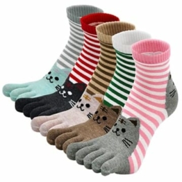 PUTUO Zehensocken Damen Fünf Finger Socken aus Baumwolle, Lustige Socken Damen Bunte Witzige Socken Frauen Tier Socken mit Zehen für Sport, 36-41