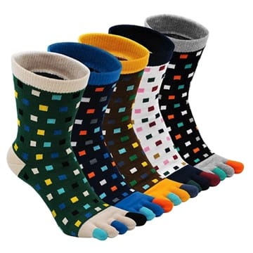 PUTUO Zehensocken Herren Baumwolle Five Finger Socken, Winter Bunte Zehensocken Männer Socken mit Zehen für Sport Laufende, 5 Paare Mehrfarbig-2