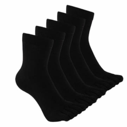 PUTUO Zehensocken Herren Baumwolle Socken mit Zehen, Zehensocken Männer Fünf Finger Socken Herren Sport Zehensocken Schwarz Winter Sneaker Socken 44 45 46 47