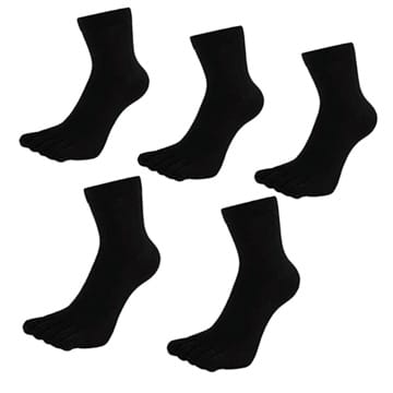 PUTUO Zehensocken Herren Baumwolle Socken mit Zehen, Zehensocken Männer Fünf Finger Socken Herren Sport Zehensocken Schwarz Winter Sneaker Socken