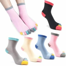 REKYO 5 Paar Damen fünf Finger Zehen-Socken für Frauen Mädchen Baumwolle, Damen Casual Low Cut Ankle Socks weich und atmungsaktiv Größe 35-42