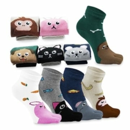 REKYO 5 Paar Zehen Socken Baumwolle Kinder fünf Finger Socken niedlichen Cartoon Tiermuster Socken für jungen Mädchen 3-12 Jahre (Tier)