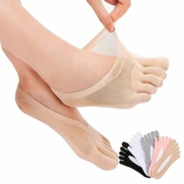 Simoda 5 Paar Zehensocken Damen orthopädische Kompressionsstrümpfe für Frauen,volle Zehen,atmungsaktiv,Yoga-Socken,ultra-niedriger Schnitt,Futter mit Gel-Lasche