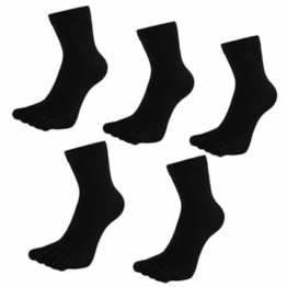 TEENLOVEME Herren Zehensocken Baumwolle Männer Five Fingers Socken Sport laufende Zehe Socken, Schwarz,5 paar,Gr.39-44