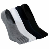 TEENLOVEME TEMT3204-BK ZBU WH GY-4 Pack Herren Zehensocken unsichtbare Sneakersocken Männer Fünf Finger Socken Sport laufende Socken aus Baumwolle, Grau/Weiß/Schwarz/Navy - 4 Paare, EU 39-44