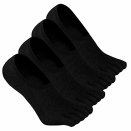 ZAKASA Zehensocken Herren Baumwolle Five Finger Socken für Sport Laufen Gehen Männer Sneaker Sportsocken Atmungsaktive Schwarz - 4 Paare