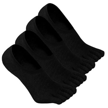 ZAKASA Zehensocken Herren Baumwolle Five Finger Socken für Sport Laufen Gehen Männer Sneaker Sportsocken Atmungsaktive Schwarz - 4 Paare