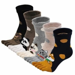 ZFSOCK Zehensocken Damen Baumwolle Five Finger Running Sport Socken Bunt Lustig Punkte Socken Zehen Einzeln Laufen Arbeit Socken 36-41, 5 Paare