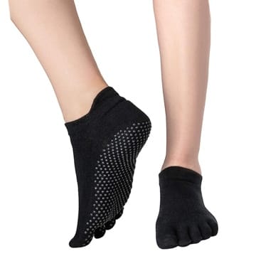 soggz Yoga Socken / Pilates Socks / Stoppersocken / Kampfsport / Gymnastik / Ballett / Tanz Socken / Fußbodensocken, Rutschfeste Zehensocken für Sport, für Damen und Herren ABS-Socken, Schwarz (Black), Gr. 35/38